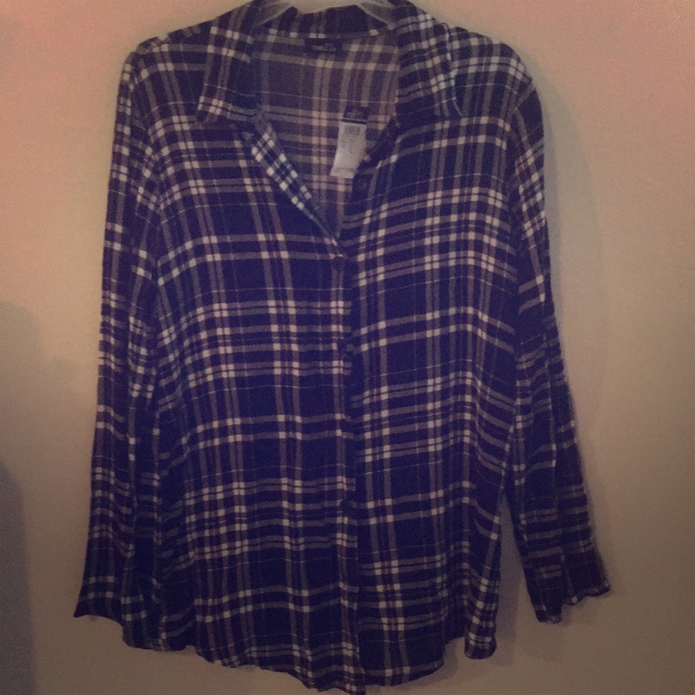 Black and white plaid button down